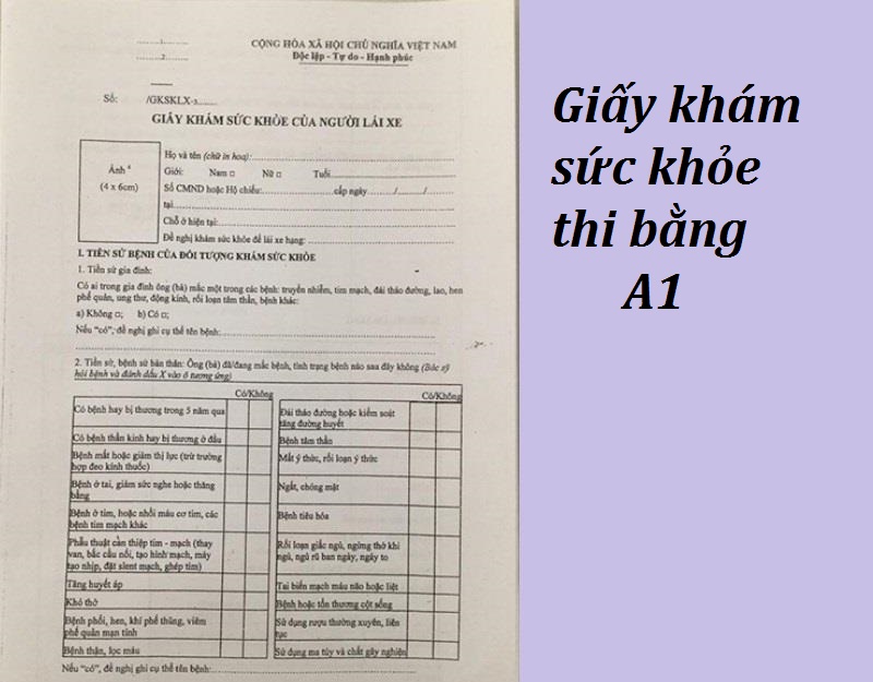 Thời Hạn Mẫu Giấy Khám Sức Khỏe Thi Lái Xe A1? Mẫu Mới Nhất