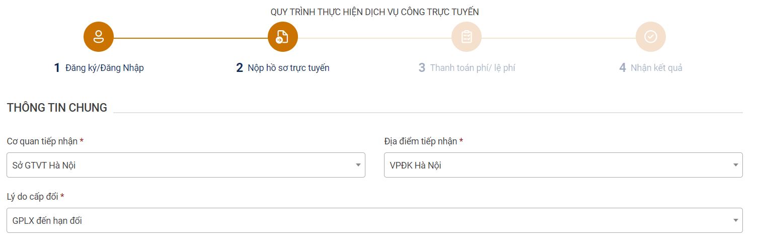 chọn tỉnh thành cấp đổi gplx