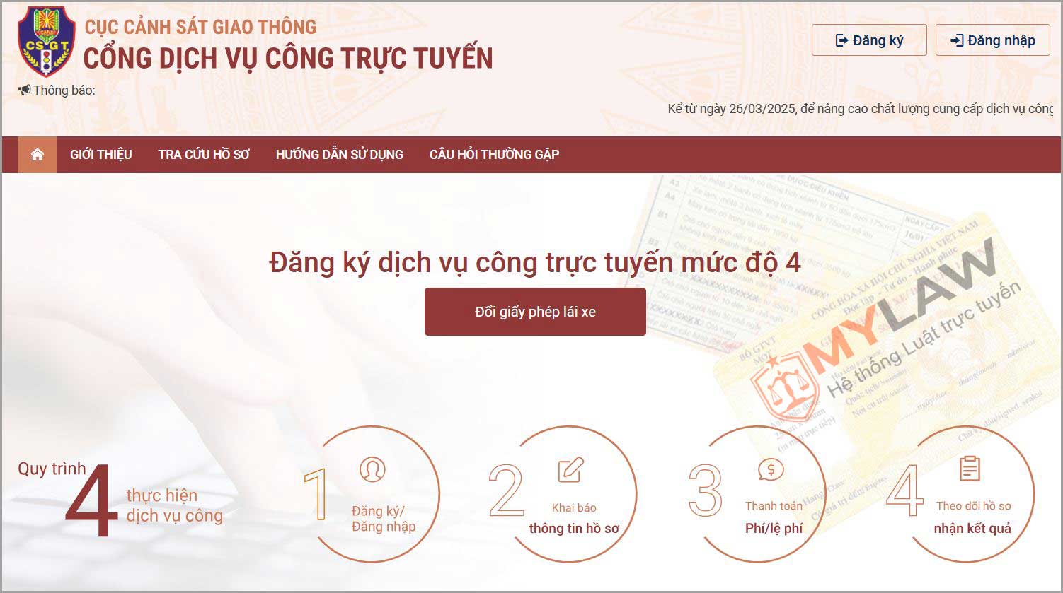 hướng dẫn đổi bằng lái xe trực tuyến