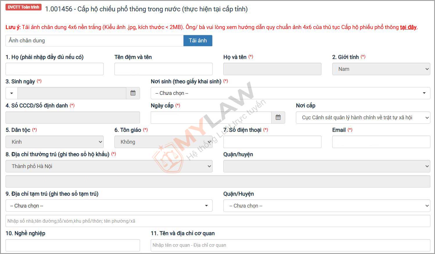 tiến hành khai báo thông tin các trường được yêu cầu